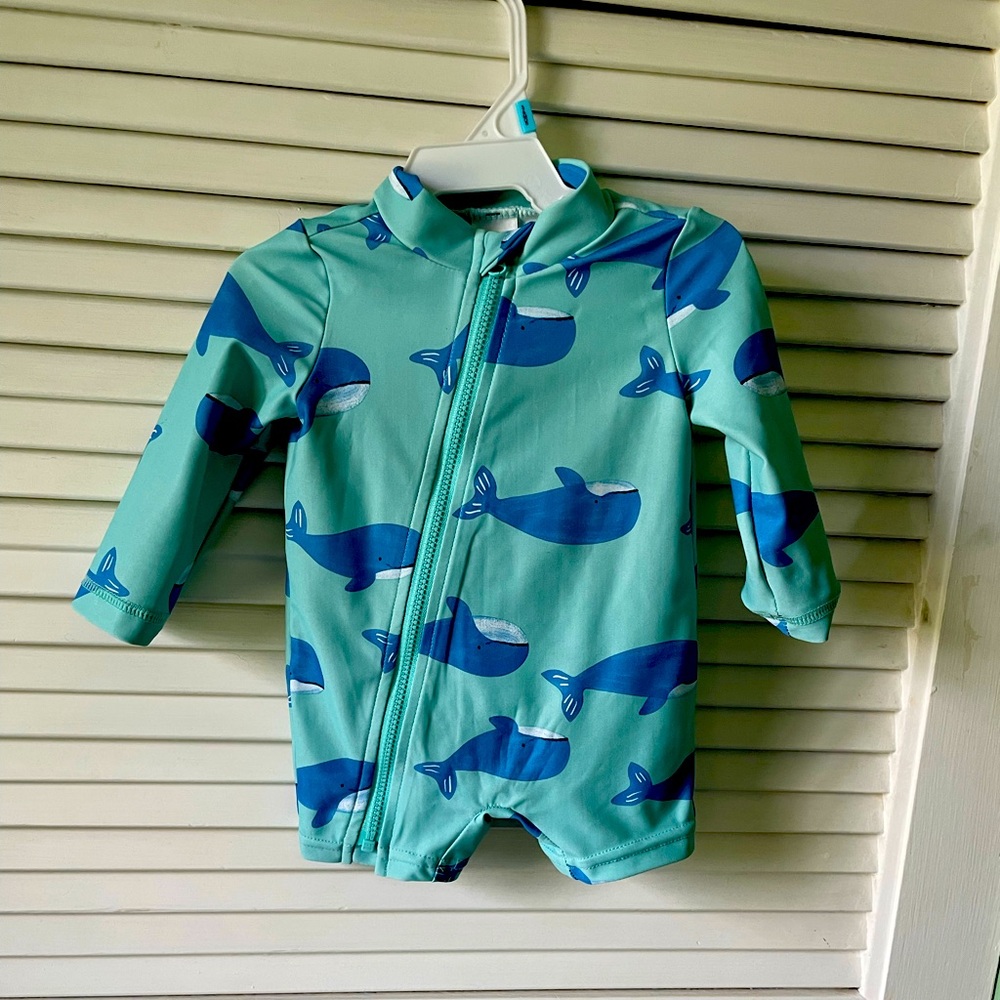 Carter's Blue and Green Rashguard Swim Top